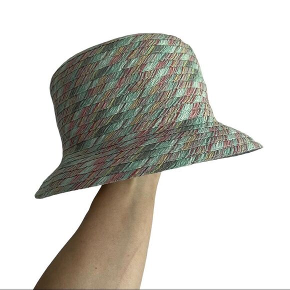WOOLRICH Multicolor Cotton Bucket Hat Sun Hat Mint Green Pink One Size - Picture 2 of 11